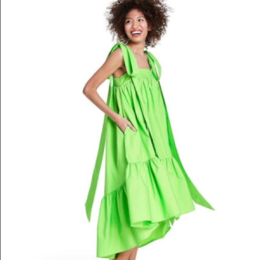 Christopher John Rogers x Target Green Hi-low Dress With Shoulder Ties